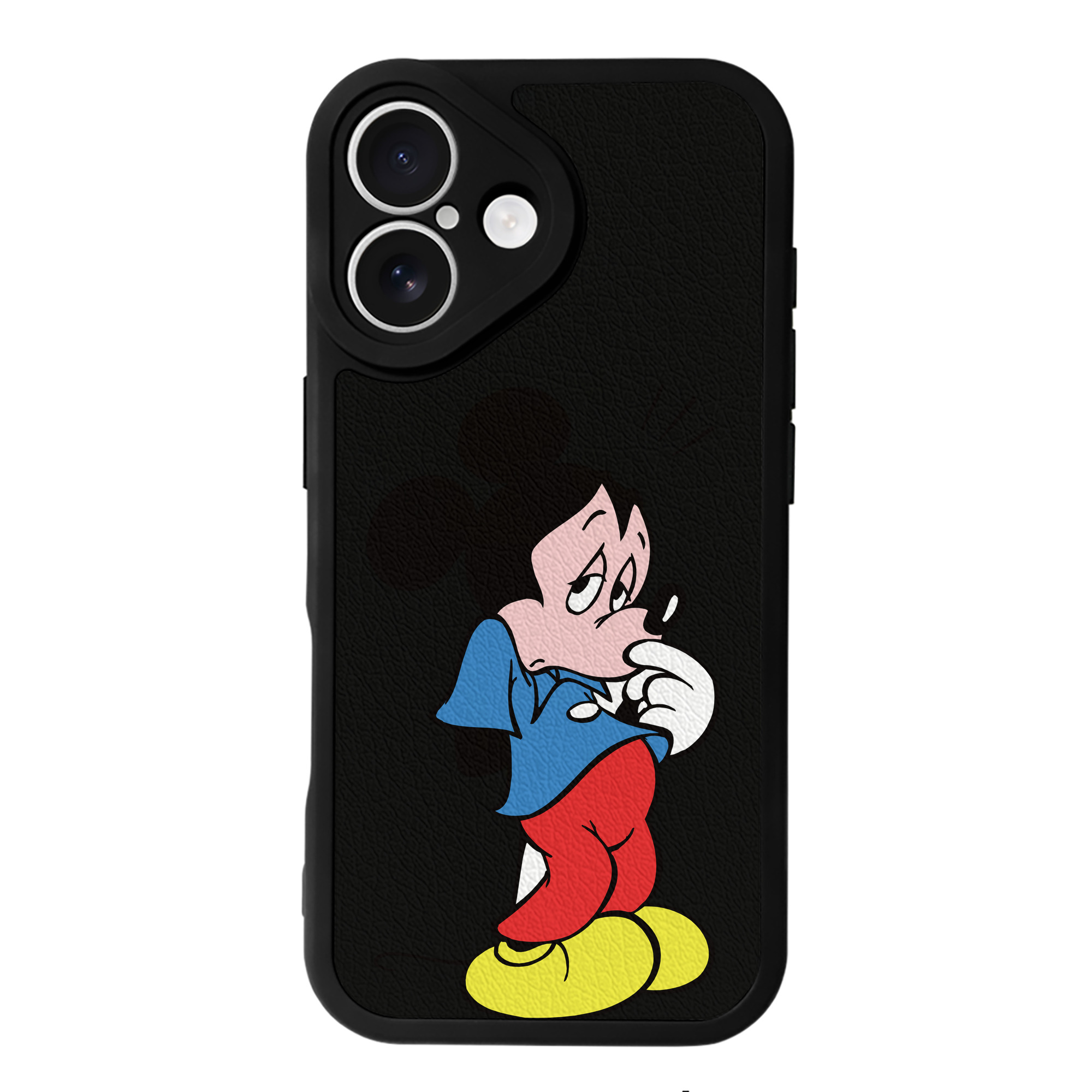 （画像用） ミッキーマウス Mickey Mouse 【iPhone 16シリーズ対応】シリコンスマホケース（レザー調） 材質：シリコン